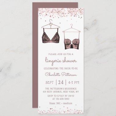 Black Lace Watercolor Lingerie Bridal Shower Invitations