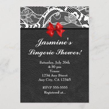 Black Leather & White Lace Lingerie Invitations