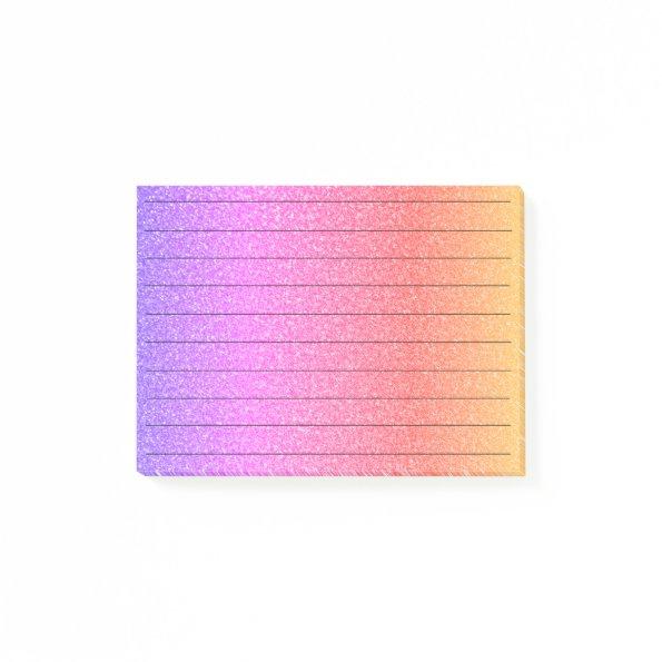 Black Lines Glittery PInk Purple Ombre Girly Post-it Notes