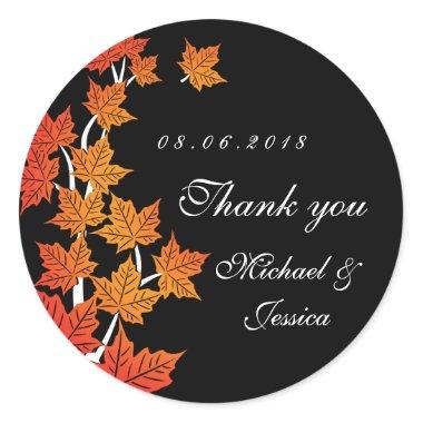 Black Maple Leaf Fall Autumn Wedding Sticker