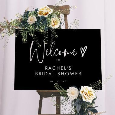 Black Minimal Script Bridal Shower Welcome Sign
