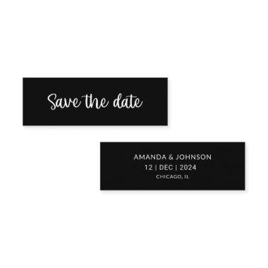 Black Minimal Wedding Save the Date Bookmark