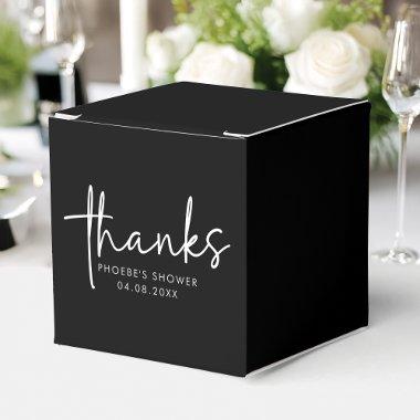 Black Minimalist Script  Square Favor Boxes