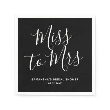 Black Miss to Mrs Simple Chic Boho Bridal Shower Napkins