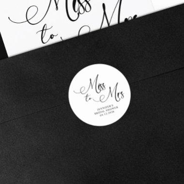 Black Modern Simple Miss to Mrs  Classic Round Sticker