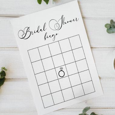 Black Modern Simple Script Bridal Shower Bingo