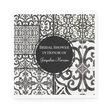 Black n White Tile Pattern Modern Farmhouse Bridal Napkins