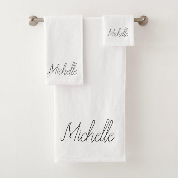 Black Name Bath Towel Set