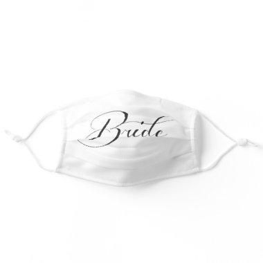 Black on White Bride Newlywed Wedding Day Facemask Adult Cloth Face Mask