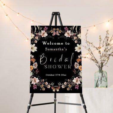 Black Pastel Wildflower Modern Boho  Foam Board