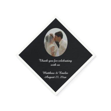 Black Personalized Wedding Photo Napkins