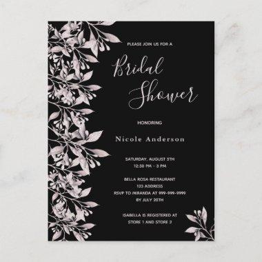 Black pink botanical Bridal Shower invitation PostInvitations