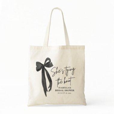 Black Pink Bow She's Tying the Knot  Tote Bag