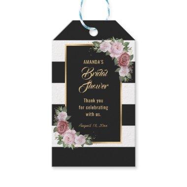 Black Pink Floral Thank You Bridal Shower Favor Gift Tags