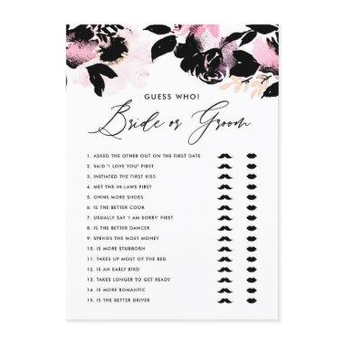 Black Pink He Said She Said Bride or Groom Game Enclosure Invitations