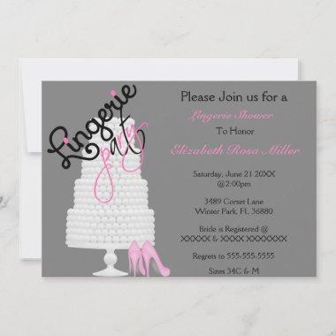 Black & Pink Heels Lingerie Bridal Shower Invite