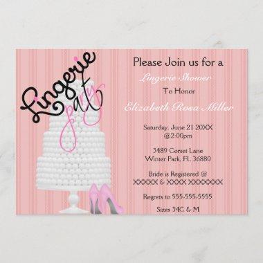 Black & Pink Heels Lingerie Bridal Shower Invite