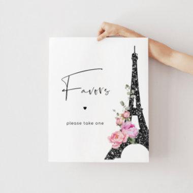 Black pink Paris minimalist favors please take one Poster
