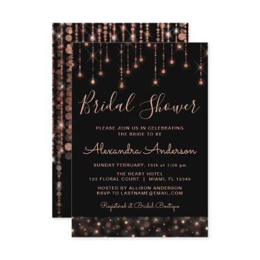 Black Pink Rose Gold String Lights