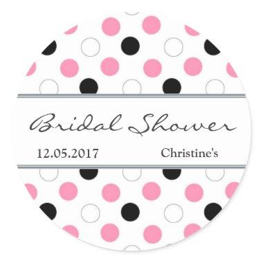 Black, pink, white polka dot  Sticker
