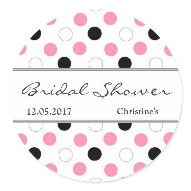 Black, pink, white polka dot Bridal Shower Sticker