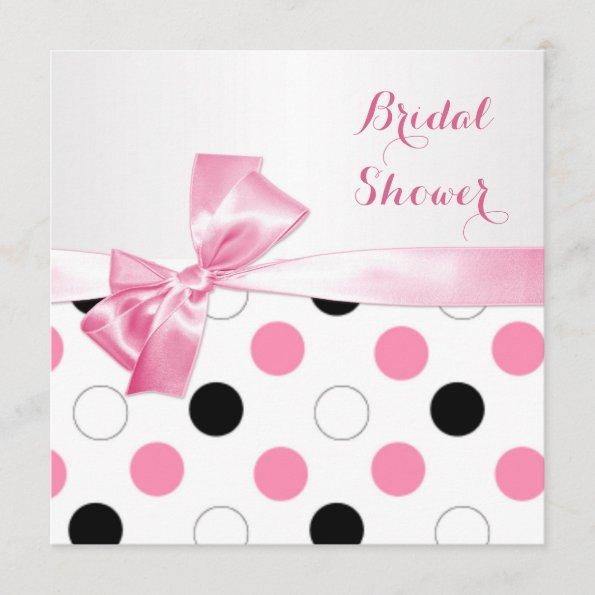 Black, pink, white polka dots Bridal shower Invitations