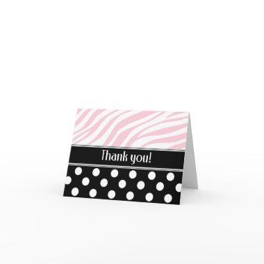 Black Polka Dot Pink Zebra Print Thank You
