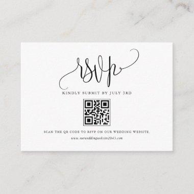 Black Pretty Calligraphy Script QR Code RSVP Enclosure Invitations