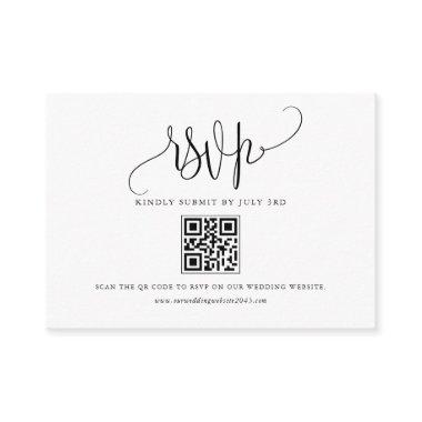 Black Pretty Calligraphy Script QR Code RSVP Enclosure