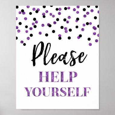 Black Purple Confetti Please Help Yourself Sign