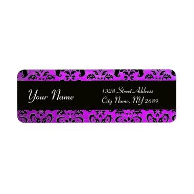 BLACK PURPLE DAMASK LABEL