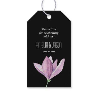 Black Purple Floral Thank You Gift Tags