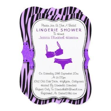 Black & Purple Zebra Print Bracket Lingerie Shower