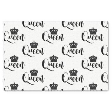 Black Queen Black & White Script Type Party Tissue Paper