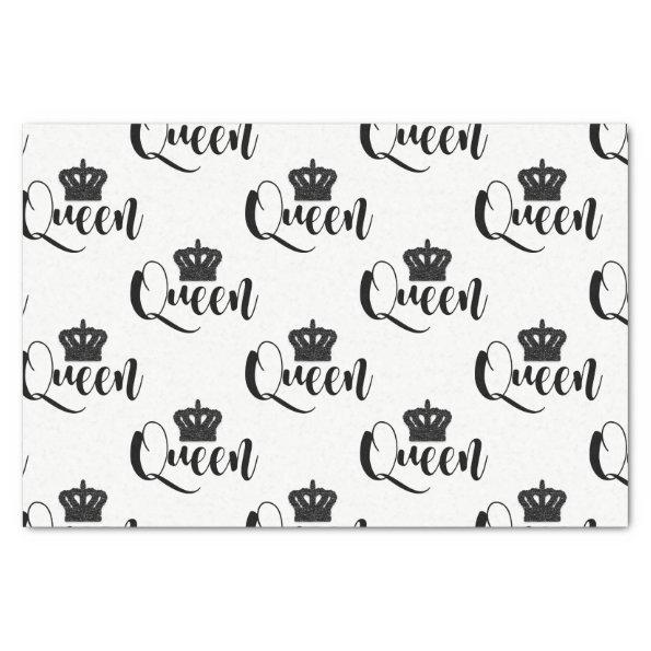 Black Queen Black & White Script Type Party Tissue Paper