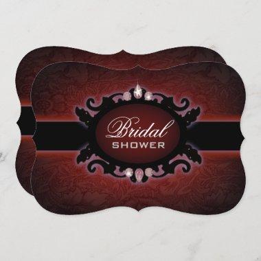 Black Red burgundy Gothic Bridal Shower Invitations