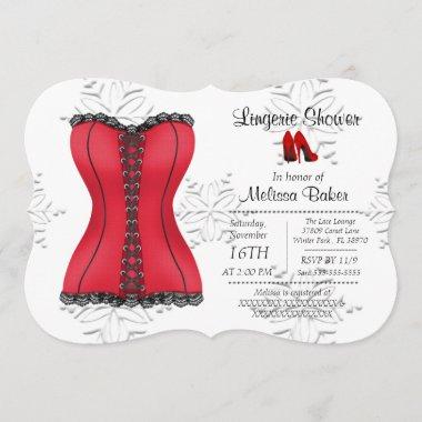 Black & Red Corset Lingerie Bridal Shower Invite
