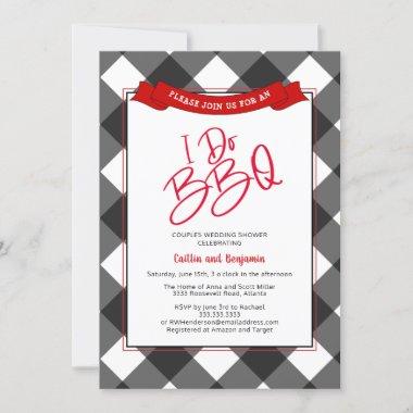 Black Red Couples I Do BBQ Bridal Shower Invitations