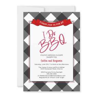 Black Red Couples I Do BBQ Bridal Shower Invitations