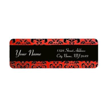 BLACK RED DAMASK LABEL