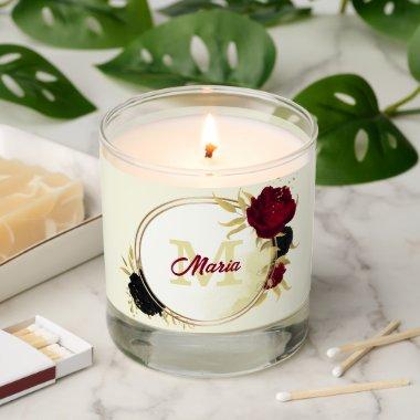 black red flowers gold leaves wedding scented candle
