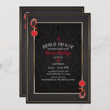 Black & Red Queen of Hearts Bridal Shower Invitations
