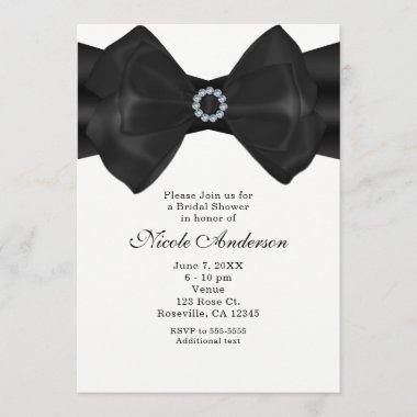 Black Ribbon Bow & Diamonds Elegant Invitations