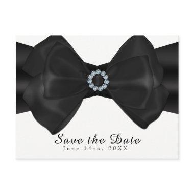 Black Ribbon Bow & Diamonds Elegant Save the Date Announcement Post