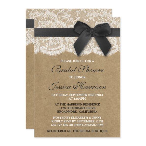 Black Ribbon On Kraft & Lace