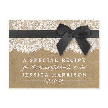Black Ribbon On Kraft & Lace  Recipe Invitation Post