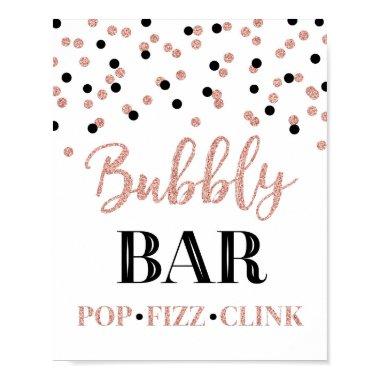 Black Rose Gold Confetti Bubbly Bar Sign