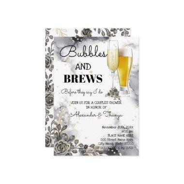 Black Roses Bubble & Brews Couples Shower Invitations