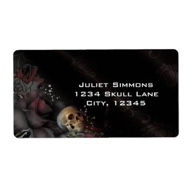 Black Roses + Skull Gothic Goth Fantasy Magic Label