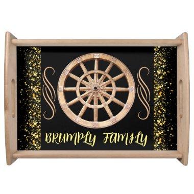 Black Rustic Modern Farmhouse Wood Wagon Wheel Serving Tray